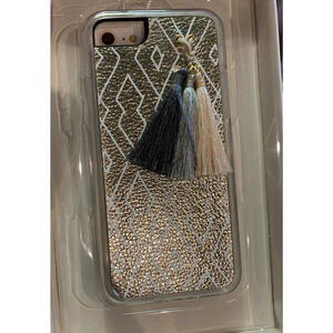 New Anthropology Zero Gravity Gold Trim Boho Tasseled iPhone 6/7/8 Iphone Case